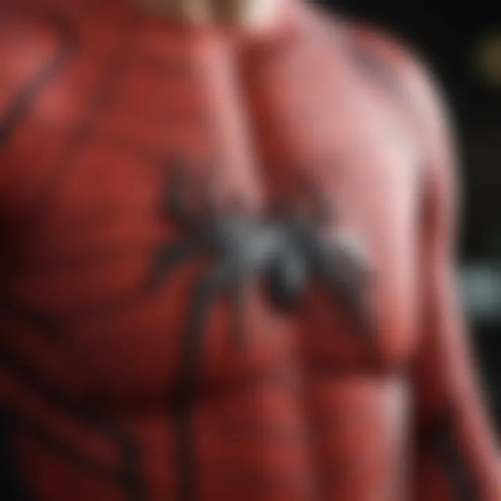 Close-up of Spoderman shirt fabric illustrating quality and texture