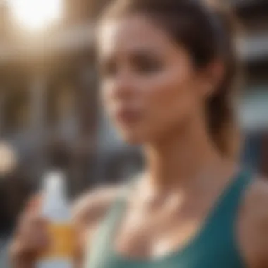 An athlete applying Sun Bum cream before an extreme sports event.
