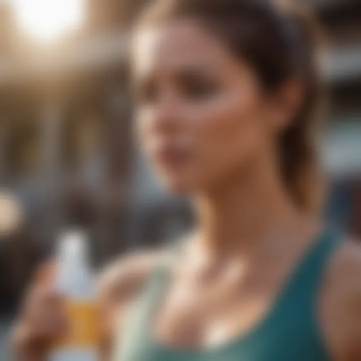 An athlete applying Sun Bum cream before an extreme sports event.
