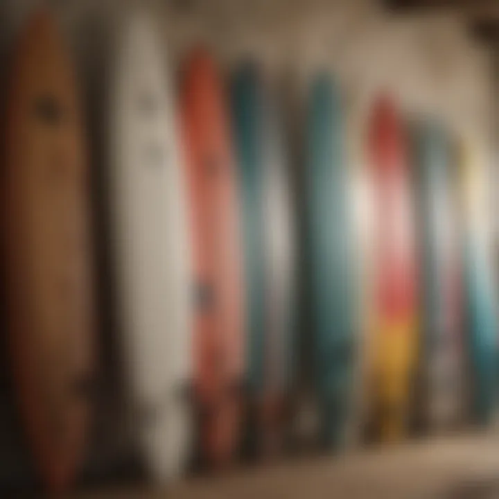 An array of surfboards representing different styles and sizes