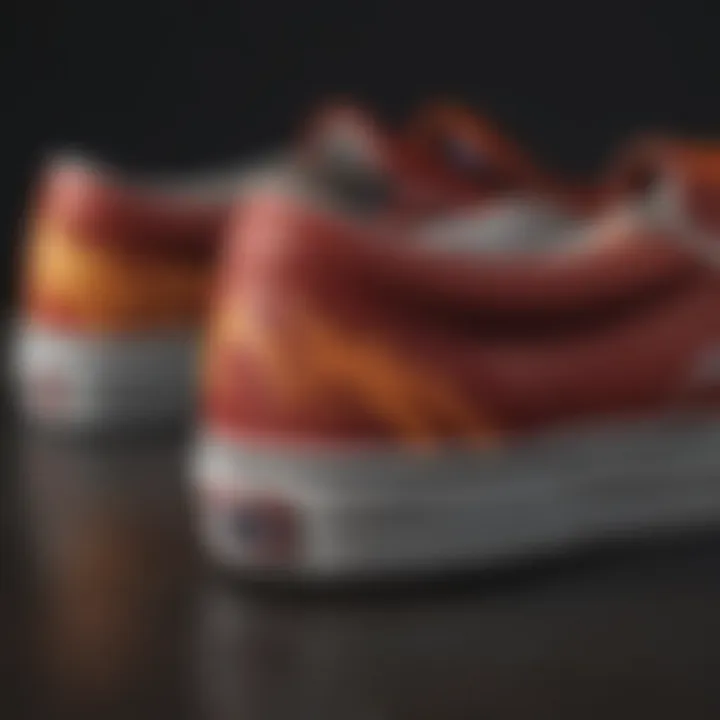 Close-up of the stitching and material of Vans Classic Slip-On Flames