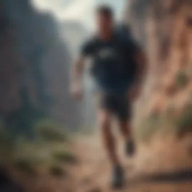 Athlete in a Nike t-shirt navigating rugged terrain