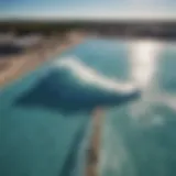 A stunning aerial view of a state-of-the-art wave pool showcasing dynamic waves.