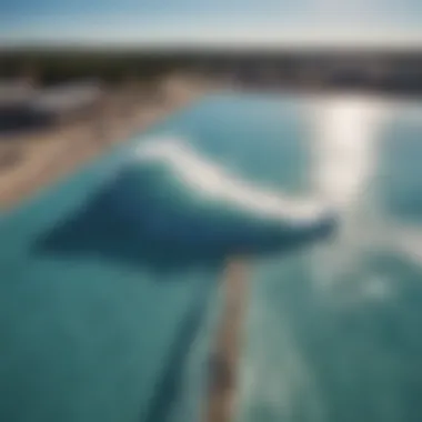 A stunning aerial view of a state-of-the-art wave pool showcasing dynamic waves.