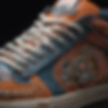 Detail of artisan craftsmanship in Día de Los Muertos sneaker design