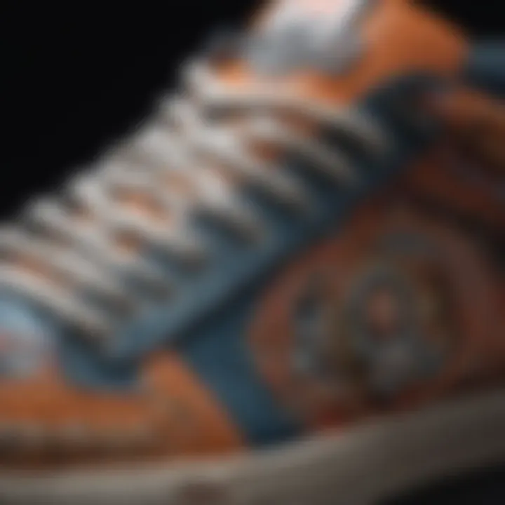 Detail of artisan craftsmanship in Día de Los Muertos sneaker design