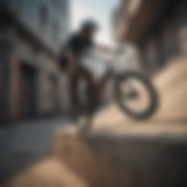 BMX rider performing a stunt in an urban setting