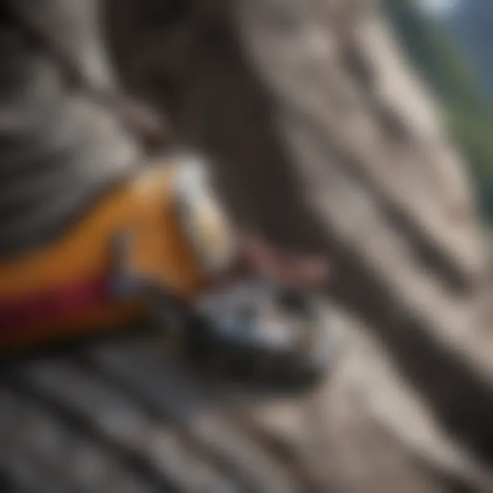 Close-up of essential climbing gear and safety equipment