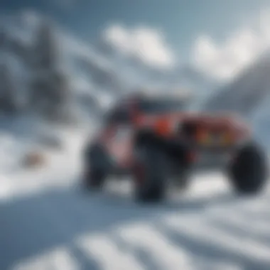 Winter Sports Exploration Winter sports enthusiasts navigating through a snowy mountain terrain