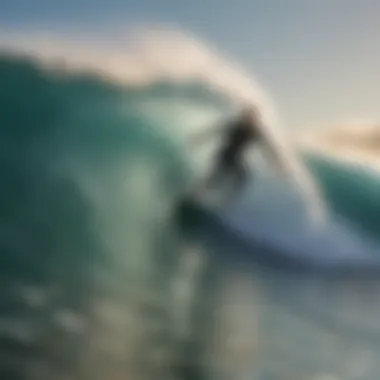 A surfer skillfully navigating a massive wave, showcasing the art of balance and control.