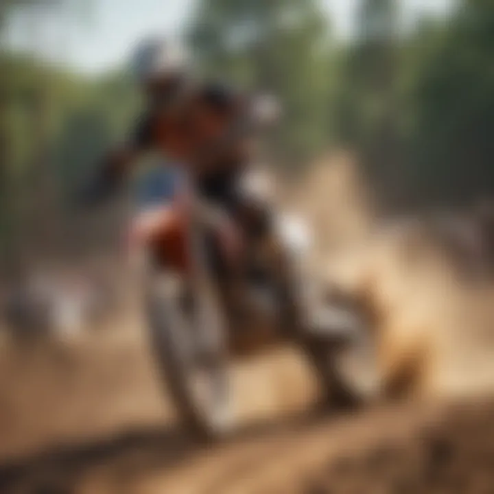 A vibrant dirt bike event scene filled with enthusiastic spectators and participants.