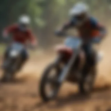 A thrilling dirt bike race showcasing skilled riders navigating a challenging track.