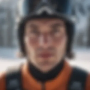 The Mental Game of Ski Racing A focused skier preparing for a race, embodying concentration and determination