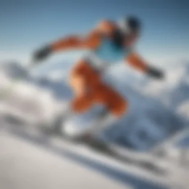 Agility in Downhill Skiing A skier in mid-air during a downhill race showcasing remarkable agility
