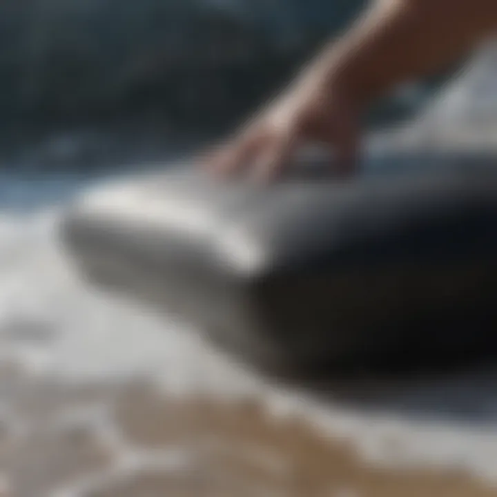 A close-up view of foam bodyboard materials, highlighting durability and flexibility.