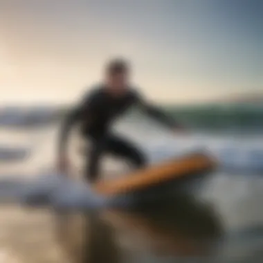 A skilled rider catching a wave with a foam bodyboard, demonstrating technique.