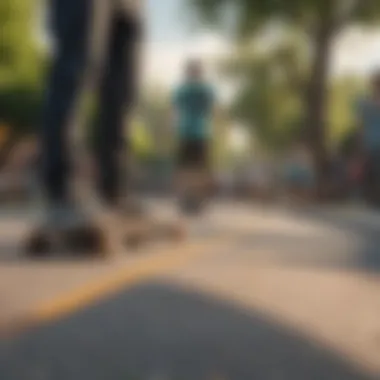 A group of longboard enthusiasts enjoying a sunny day