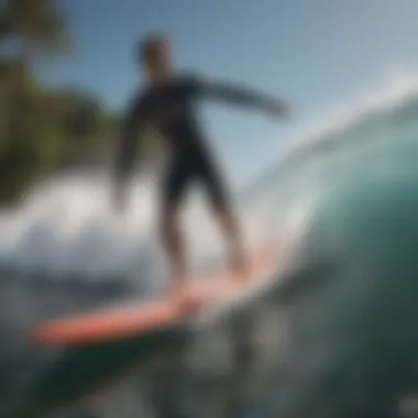 An adventurous surfer enjoying the thrill of a motorized surfboard.