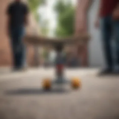 Community Engagement Around Small Skateboarding A group of skateboard enthusiasts discussing and sharing experiences.