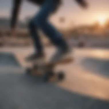 A rider executing a trick on a small skateboard at a skate park.