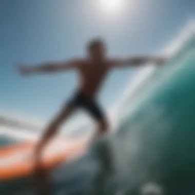 Exhilaration of Surfing An individual catching a wave, showcasing the exhilaration and joy associated with surf therapy.