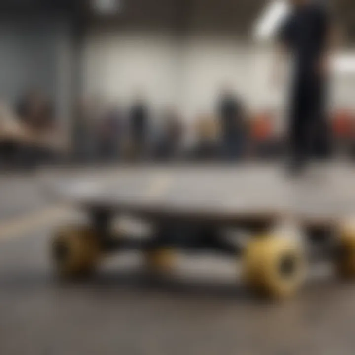 Group of skateboarders showcasing diverse styles at a competition