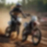A female rider conquering a motocross track with determination.