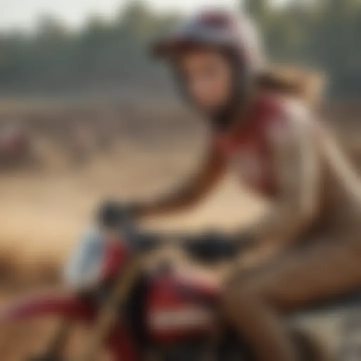 Historic photograph showcasing early female competitors in motocross.