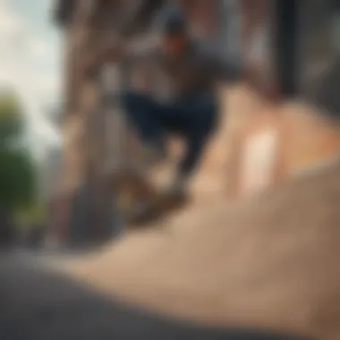 A skateboarder performing tricks in an urban setting, highlighting the culture of skateboarding