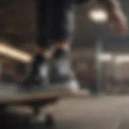Dynamic athlete showcasing Vans No See Socks during a skateboarding trick