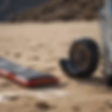 Close-up of kiteboarding equipment ready for use