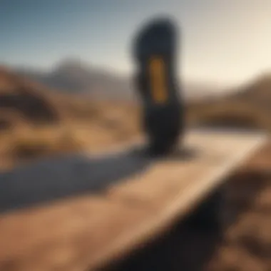 Mountain board setup with natural landscape in the background