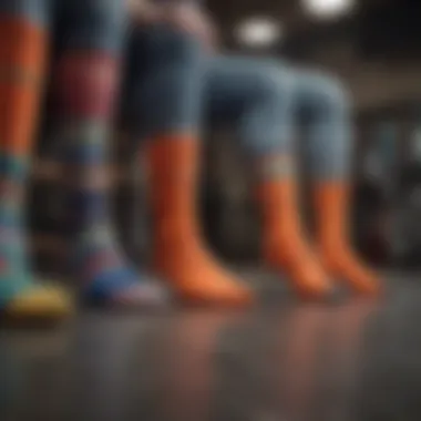 Enthusiasts Displaying Their Sock Collections Group of collectors showcasing unique sock designs