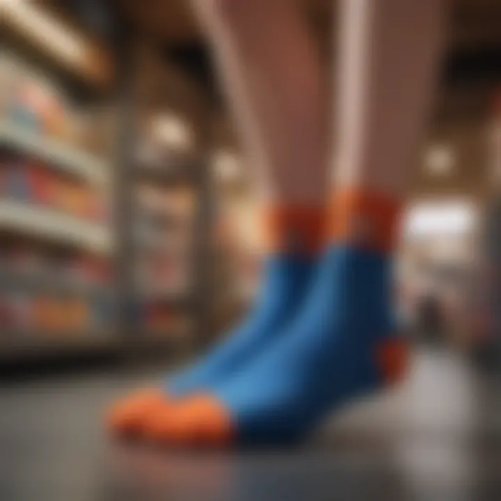 Marketing campaign for toy machine socks in a retail environment