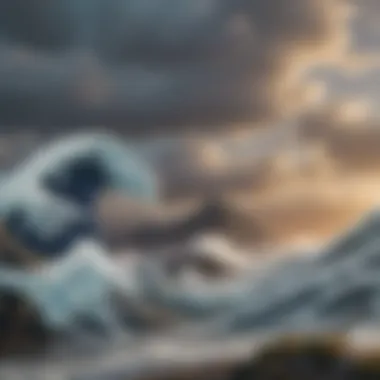 Nature's Inspiration: Landscapes of the Great Wave A serene landscape inspired by the natural beauty and power depicted in Hokusai's Great Wave.