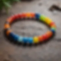 A close-up view of the Lokai beaded bracelet showcasing its unique design and colors.