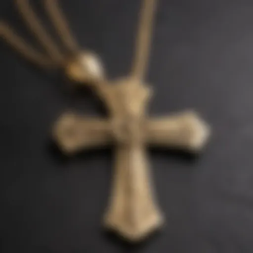 Intricately designed gold cross pendant highlighting craftsmanship