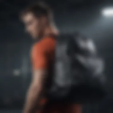 Nike black sports bag carried by an athlete in an extreme sports environment.