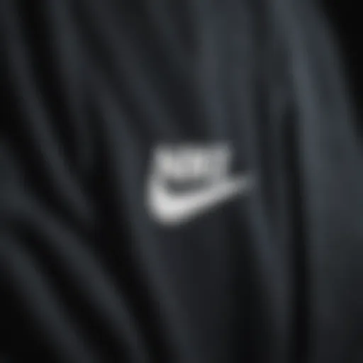 Close-up view of the Nike logo on a sweatshirt