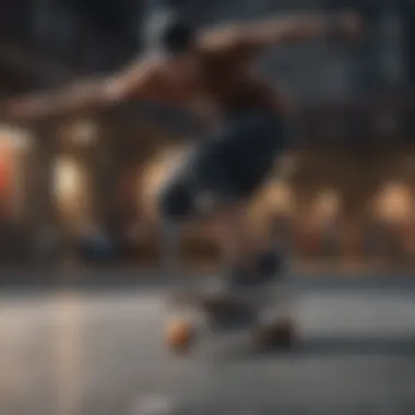 Performance Showcase with One Piece Skateboard Skater performing tricks on a one piece skateboard