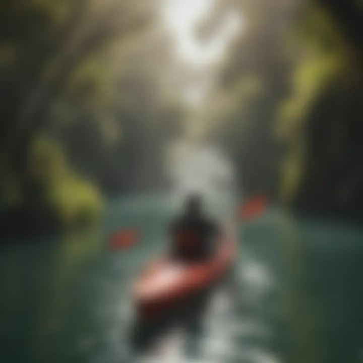 Kayakers navigating the serene waters of Santa Cruz's coastal lagoons.
