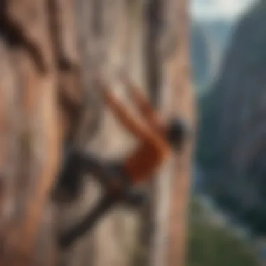 A high-octane scene of rock climbers scaling a vertical cliff