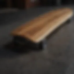 Close-up view of a pintail long board showcasing its unique shape and design