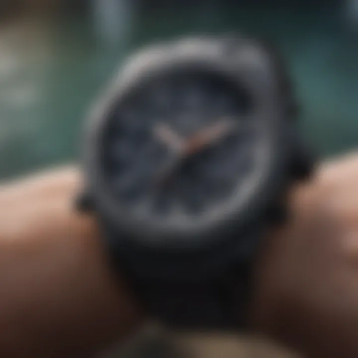 Close-up view of Ripcurl Rifles Tide Watch features