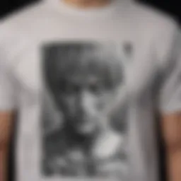 A close-up of a stylish Death Note T-shirt featuring intricate artwork