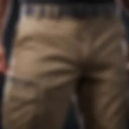 A close-up view of fabric technology used in cargo pants