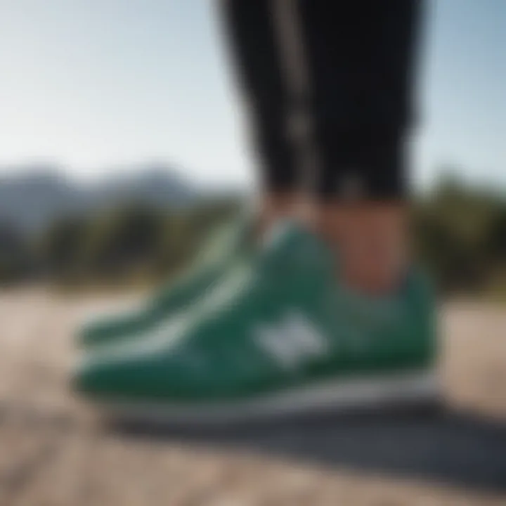Stylish outfit coordination featuring green New Balance sneakers