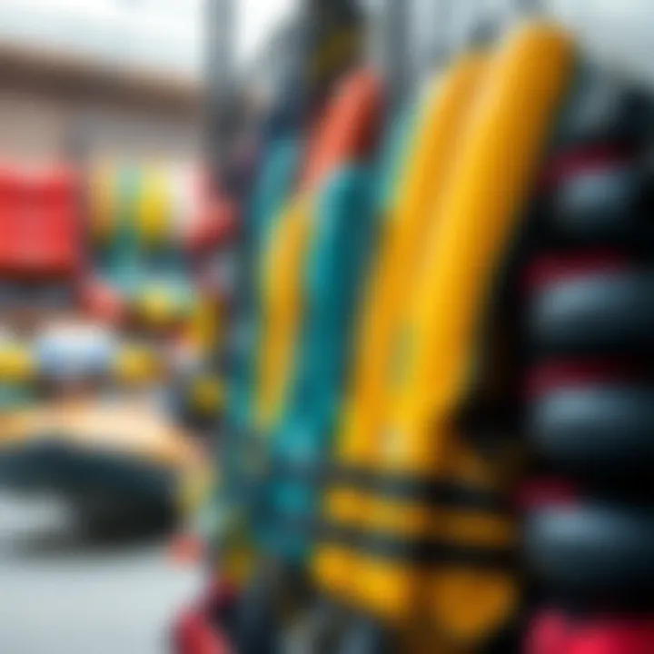 Safety gear and equipment arranged for water activities