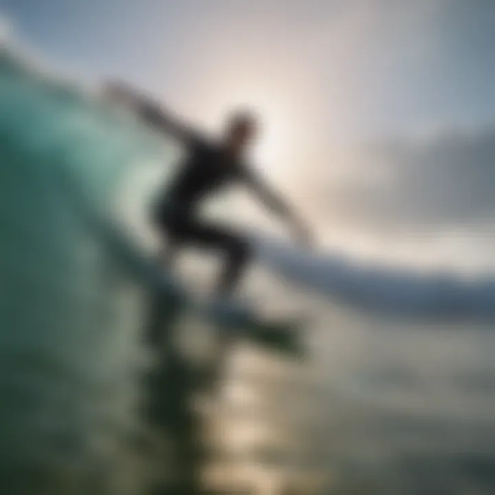 Close-up of a surfer riding a wave at Manasota Key