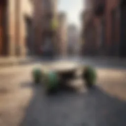 A vibrant cruiser skateboard on a city street